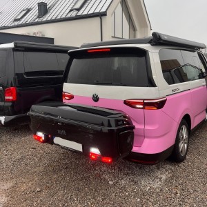 Rear box for towbar, Ski transport box, Luggage compartment, MFT BackBox, Other than roof box VW New Multivan T7, New California T7, Multivan Family