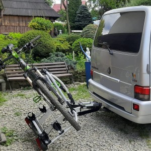 Bike rack for bus, E-Bike, Bike carrier, Bike mounting system, Towbar mounted bike rack, Towbar mounted bike rack - 3, 4 bikes, full tailgate opening, Volkswagen T4 Multivan, California, Caravelle