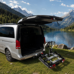 Bike rack for 3, 4 electric bikes / MTB - Mercedes V class, Marco Polo, Viano - allows full opening of the tailgate
