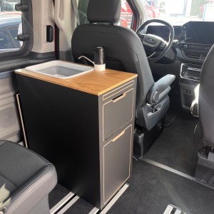 Travel cabinet, Kitchen cooking cabinet, Laptop cabinet behind the driver's seat - New Ford Tourneo Custom, Ford Transit Custom