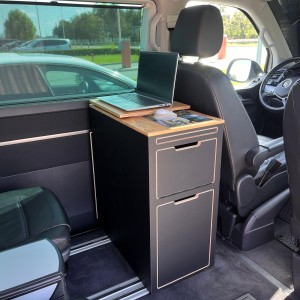 Camping cabinet, cooking cabinet, computer cabinet behind the driver's seat, camping kitchen for a van - Volkswagen Multivan, California Beach T5, T6, T6.1